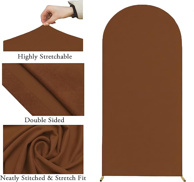 Brown 6FT Wedding Arch Cover, Spandex Fitted Arch Stand Covers, Brown Chiara Arch Backdrop Cover for Birthday Party Ceremony Decor