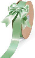LaRibbons Sage Green Ribbon 1 Inch 25 Yards Luxury Double Faced Green Silk Ribbon for Flower Bouquet Crafts Gift Wrapping Wedding Party Decoration