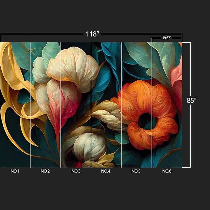 Floral Wall murals Peel and Stick Flowers Wallpaper for Bedroom Living Room - 85"x118"