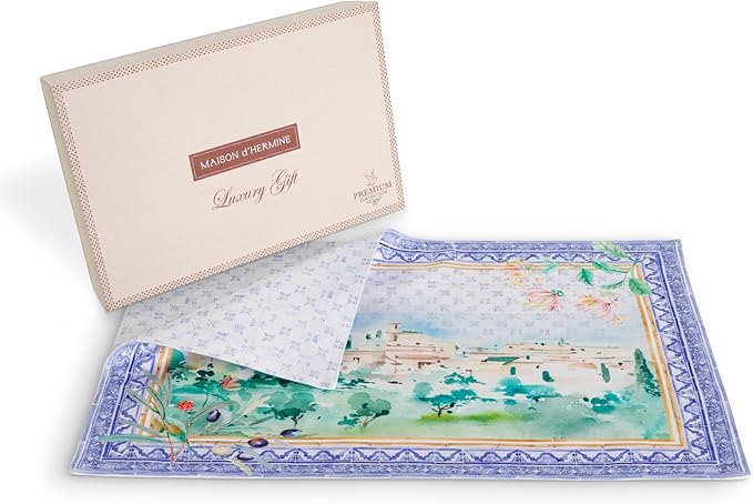 Maison d' Hermine Placemat 100% Combed Cotton Premium Cloth Placemats 13"x19" Washable Place Mats, Home, Kitchen, Dining, Cocktail Parties & Camping -Luberon (Set of 4)