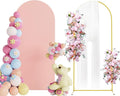 Putros 6ft Metal Arch Stand with Cover Pale Pink Spandex Fitted Wedding Arch Cover and Round Top Chiara Backdrop Stand Set for Birthday Party Baby Shower Decoration