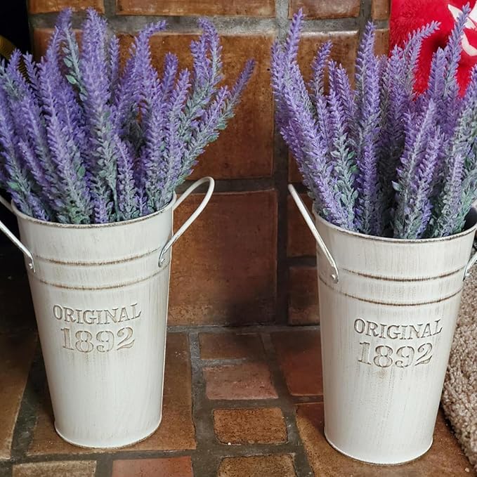 3 PCS 12 Inch Rustic Galvanized Flower Vases, Farmhouse French Buckets for Beautiful Floral Arrangements, Home Decor or Weddings and Events
