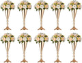NUPTIO Tabletop Metal Wedding Flower Trumpet Vase Table Decorative Centerpiece Artificial Flower Arrangements for Anniversary Ceremony Party Birthday Event Aisle Home Decoration (10 x M, Gold)