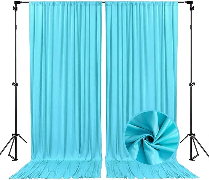 10 x 10 Feet Sky Blue Backdrop Curtain for Partie, Background Curtains for Photoshoot, Birthday, Wedding, Halloween, Thanksgiving, Christmas, New Year Party Decorations 5Ft x 10Ft, 2 Panels