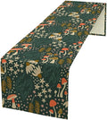 Mushroom Table Runner, Cartoon Woodland Summer Flowers Plants Forest Seasonal Spring Kitchen Dining Table Decoration for Home Party Decor, 13x120inch