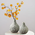 Stone Vases，Ceramic Bud Vase Set of 2,Minimalist Vases for Pampas Grass,Modern Vase for Wabi Sabi Home Decor, Shelf Decoration，Fireplace Decor,Coffee Table Decor