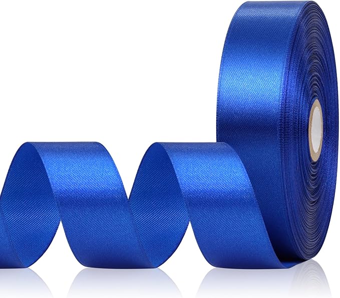 Blue Satin Ribbon 1 Inch, 60 Yards Royal Blue Ribbon for Hair, Flower Bouquet, Gift Wrapping, Crafts, Graduation Wreaths, Invitation Cards, Festival Decor
