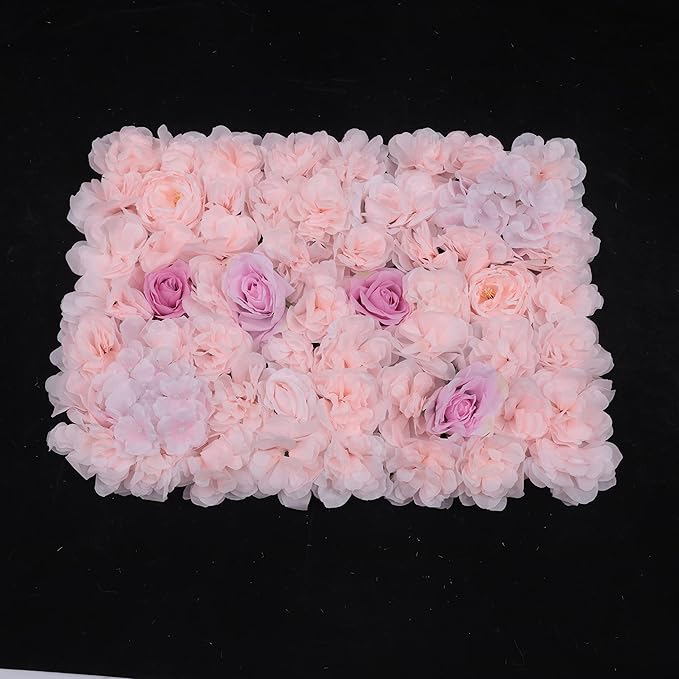 Gdrasuya10 4pcs Realistic Flower Wall Background Artificial Flowers Wall Backdrop Panel 3D Silk Rose Fake Flower Wall Panel Banquet Wedding Party Decor, Photography Background 60 x 40 cm