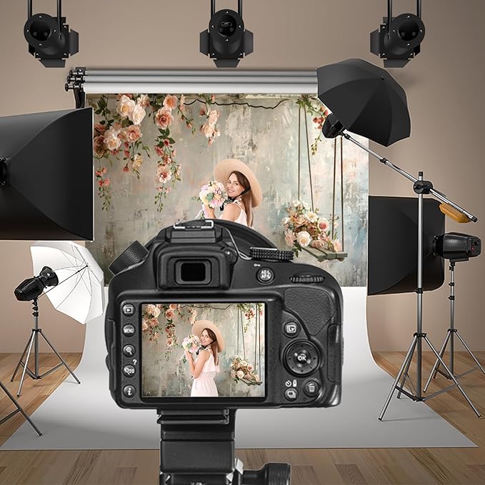Baocicco 10x7ft Vinyl Vintage Flowers Wall Photography Backdrop Pink Rose Retro Wall Old Style Background Photo for Medieval Wedding Banner Bridal Shower Party Decors Princess Girls Birthday Studio
