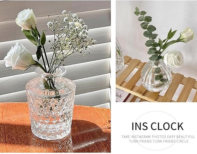 Glass Bud Vases, Set of 36 Thick Sturdy Crystal Clear Vases in Multiple Sizes and Shapes with Delicate Glossy Texture, for Wedding Home Decor Table Centerpieces Floral