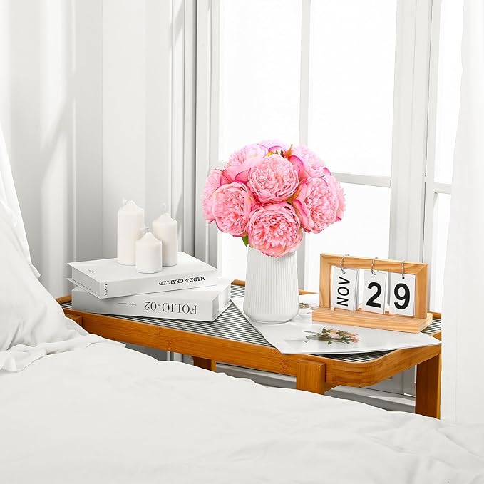 ucky 10 Packs Peonies Artificial Flowers Artificial Peonies Fake Peonies Artificial Flowers Peonies Bouquet for Centerpiece Table Wedding Party Home Decor (Dark Pink)