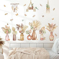 decalmile Boho Palm Leaves Wall Decals Flower Vase Tropical Plants Butterflies Wall Stickers Bedroom Living Room Sofa TV Background Wall Décor