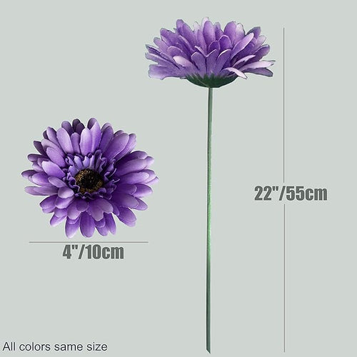 12pcs Artificial Gerbera Daisies,22 Inch Long Stem Silk Daisy Flowers,Realistic Artificial Flower Mums for Home Décor Centerpiece Wreath Supplies Wedding Bouquet,Purple