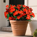 6 Pcs Artificial Red Christmas Flowers Christmas Decor, Velvet UV Resistant Faux Impatiens for Indoor Table Outdoor Planters Patio Lawn Garden Balcony Pot