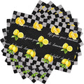 Lemon Kitchen Table Placemats Set of 6 Vintage Black White Checkered Summer Fruit Print Placemat Indoor Outdoor Party Home Desktop Dining Room Decor 12x18 Inch