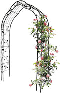 Metal Garden Arch, Assembly Garden Arbor Trellis Climbing Plants Support Rose Arch Outdoor Wedding Arch Party Events Archway (W59'' x H98.4'', Black)