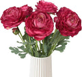 Ranunculus Artificial Flowers,6PCS Red Artificial Flowers Real Touch Faux Peony Flower Stems for DIY Wedding Bouquet Party Table Home Decor(Red)