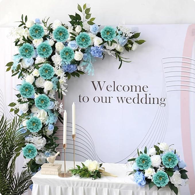 20pcs 5" Artificial Flower Peonies, Silk Peonies with 6" Stems, Flowers Suitable for Wedding Bouquets, Home Party Decoration (Emerald Green)
