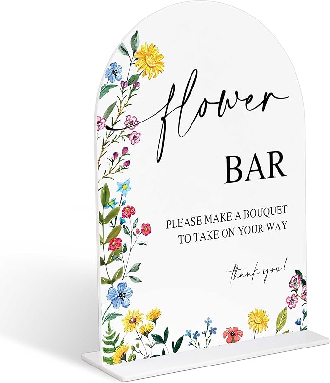 Acrylic Wedding Signs Flower Bar Sign for Reception, 6x8" Floral Themed Arch Acrylic Table Decor, Love Is In Bloom & Baby In Bloom Decorations for Baby Shower Bridal Shower Engagement Party