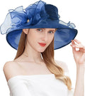 Organza Derby Hats for Women Wide Brim Fascinator Hat Rose Flower Wedding Tea Party Hat