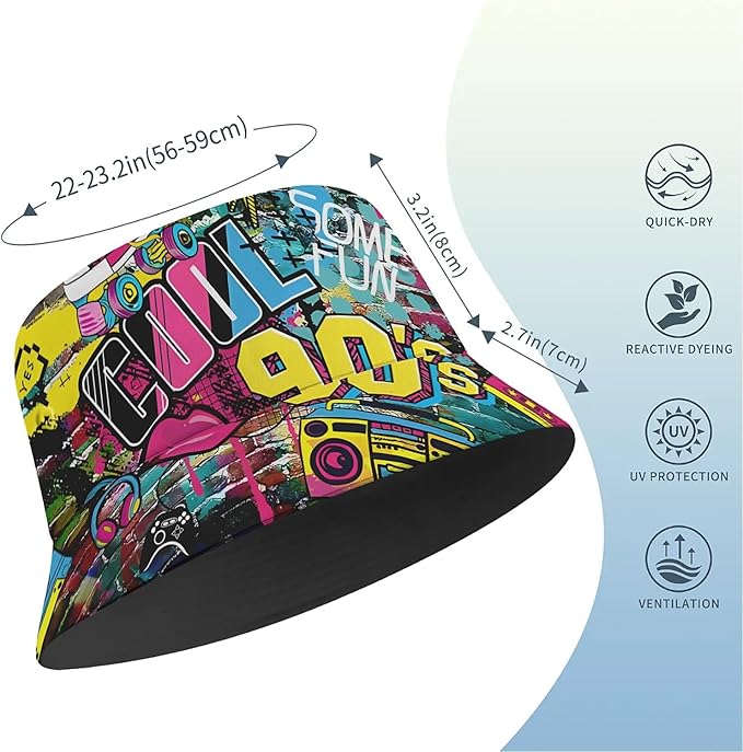 Bucket Hat for Women Men Unisex Sun Cap Packable Outdoor Fisherman Hat Headwear,Reversible Double-Side-Wear