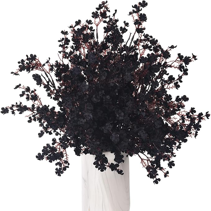 15PCS Artificial Baby Breath Flowers Fake Silk Real Touch DIY Floral Bouquets Decor Wedding Party Decoration Arrangements-Black