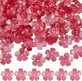 SUNNYCLUE 1 Box 200pcs Plastic Flower Bead Caps Acrylic Bead Caps Cerise Red Clear Gradient Spring Flowers Sakuras Spacer Bead Bulk for Jewelry Making Friendship Graduation Decorations DIY Crafts