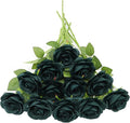 Artificial Rose Flower Artificial Flowers Flower with Long Stem Silk Roses Bouquet for Wedding Bridal Shower Party Home Decoration (Peacock Green, 12 Pcs)