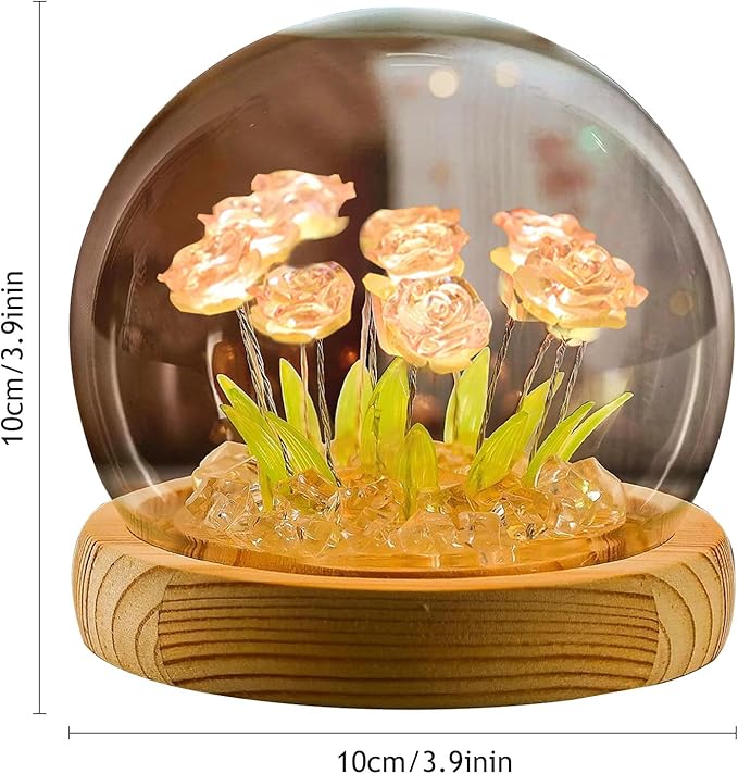 Light Up Rose in A Glass Dome - Valentines Day Gifts for Her, Birthday Gifts for Women, Rose Flower Lamp Night Light, Battery-Powered