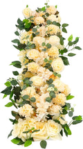 TFCFL Artificial Flowers Row, 39.5" X 12" Wedding Arch Faux Floral Swags, 3D Flower Panels Arrangement, DIY Wall Backdrop for Wedding Party Table Runner Decoration (Champagne)