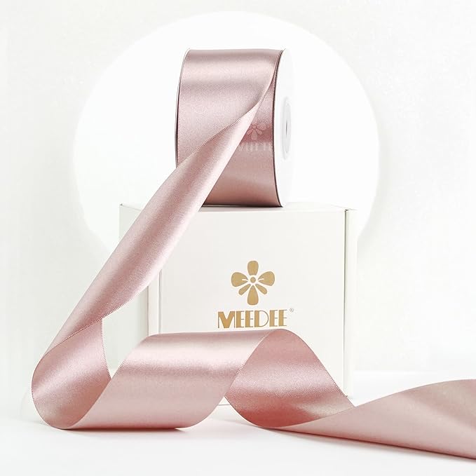 MEEDEE Dusty Rose Satin Ribbon 2 Inch Dusty Pink Ribbon Lux Double Faced Ribbons by 25 Yards Silk Satin Ribbons for Gift Wrapping, Weddings, Flower Bouquet, Holiday Decorating