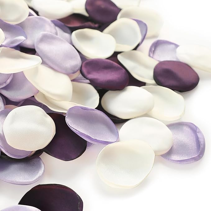 Floroom 300pcs Rose Petals Lilac Plum Faux Silk Flower Petals for Wedding Flower Girl Basket Aisle Scatter Dinner Table Centerpieces Party Confetti Bridal Shower Romantic Night Decoration