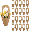 Jeqqinuz 20 PCS Flower Bags for Bouquets, Kraft Paper Gift Bags with Handle, Floral Wrapping Paper for Bouquet Packaging, Wedding Graduation Party Favors, Brown Cone Sleeves Home Decoration