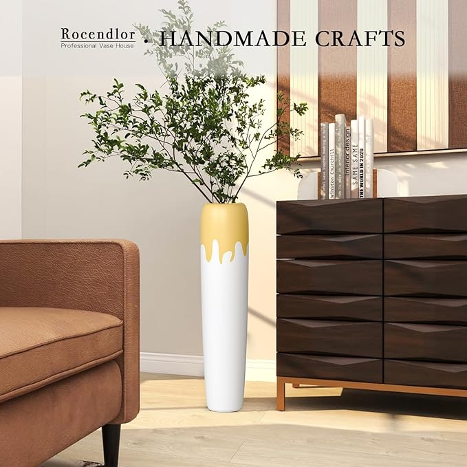 27.5" Floor Vase for Home Decor - Tall Floor Vase for Living Room, Bedroom, Office - Elegant Minimalist Tall Vases for Large Dried Stems, Pampas Grass, Artificial Branches