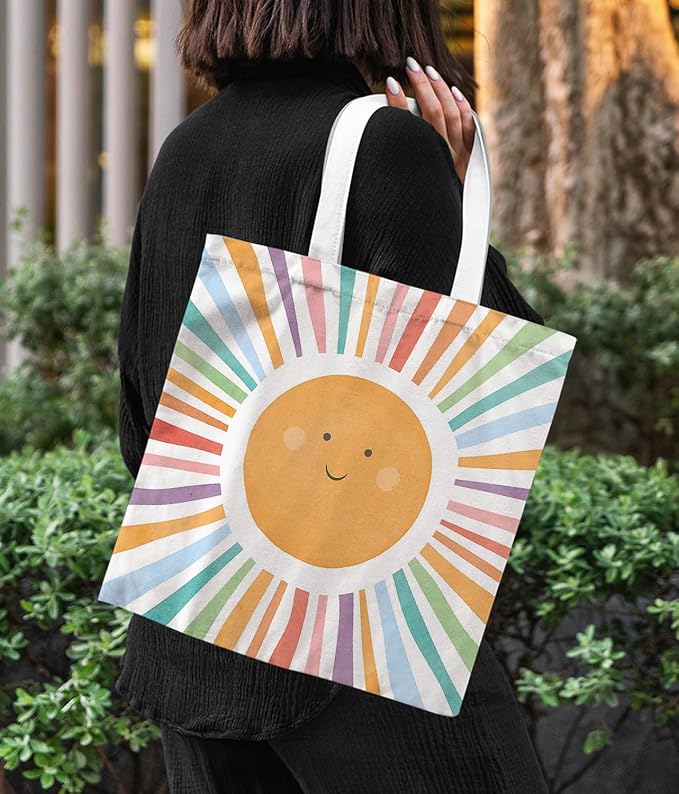 Sunshine Gifts Canvas Tote Bag for Women, Kids tote Bag,Reusable Grocery, Sunshine Gifts Shopping Bag, Birthdays Gift for Women Holiday