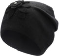 ZLYC Women Floral Slouchy Beanie Hat Double Layer Winter Knit Skull Cap