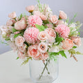 ASTRYAS Artificial Flowers, 2PCS Small Silk Flowers for Home Decor Indoor Fake Bouquet Faux Floral Arrangements Dining Table Centerpieces for Kitchen Bridal Wedding Party Decor, Pink