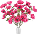Poppies Flowers Artificial Silk Flowers 6PCS 32in Artificial Poppies Flowers for Wedding Home Party Table Centerpiece Arrangement Decoration (Hot Pink)