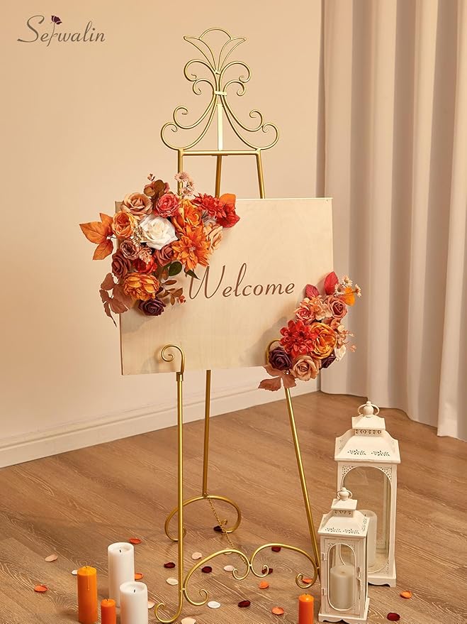 Serwalin Fall Flowers Artificial Flowers Burnt Orange Fake Cake Flowers for DIY Wedding Bridal Bouquet Centerpieces Floral Arrangement Fall Decor Baby Shower Home Decor