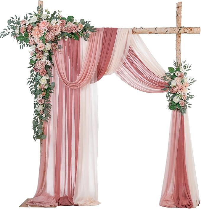 TINGE TIME Artificial Arch Flowers Kit Pack of 5, Wedding Decorations for Reception with Hanging Flowers, Wedding Arch Silk Floral Arrangements Ceremony Backdrop Bridal Shower Outdoor Party Decor