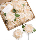 Ling's moment Flowers 16pcs Cream Blooming Peonies Artificial Flowers with Stem, Artificial Peony Flowers for DIY Wedding Decorations Centerpieces Bouquets Boutonnieres