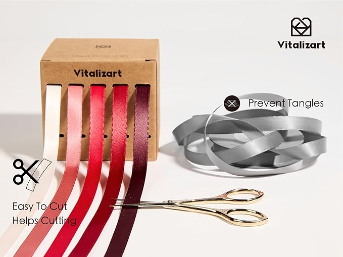 Vitalizart Red Ribbons for Crafts 3/8" x 50 Yd Satin Ribbon Double Face Gift Wrapping Silk Like Fabric Flower Bouquet Birthday Party Decoration Bridal Shower Wreath Hair Light Pink Burgundy