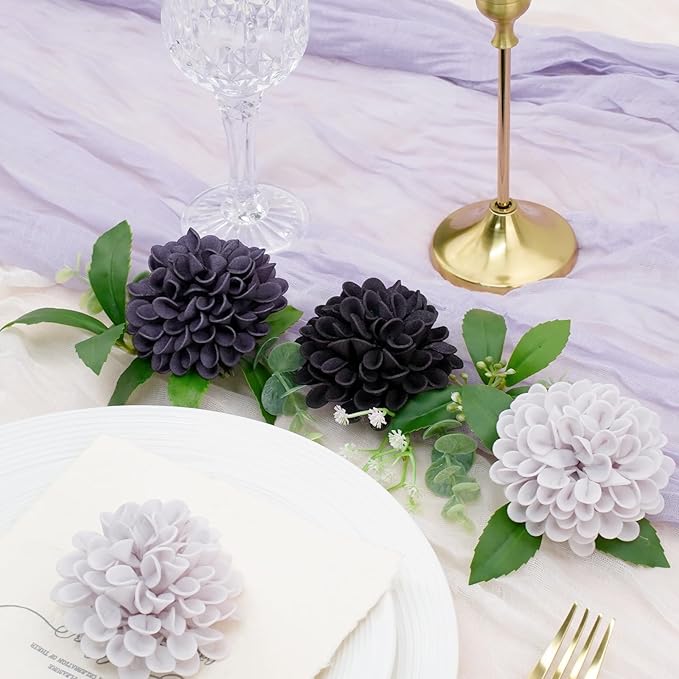 Artificial Flowers, 100pcs Realistic Artificial Rose for DIY Wedding Bouquets Centerpieces Arrangements, Gradient Violet Shades Dahlia Flowers with Stem for Bridal Shower Party Home Decorations