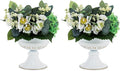 Nuptio White Vases for Centerpieces Wedding - 2 Pcs 6.7in Height Metal Urn Planter Elegant Wedding Centerpieces for Tables - Trumpet Vase for Weddings Party Decoration Centerpiece Table Decorations