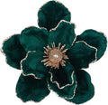 KI Store Dark Green Christmas Poinsettia Flower Set of 6 Large Artificial Velvet Magnolia Flower Picks Stems for Xmas Tree Decorations