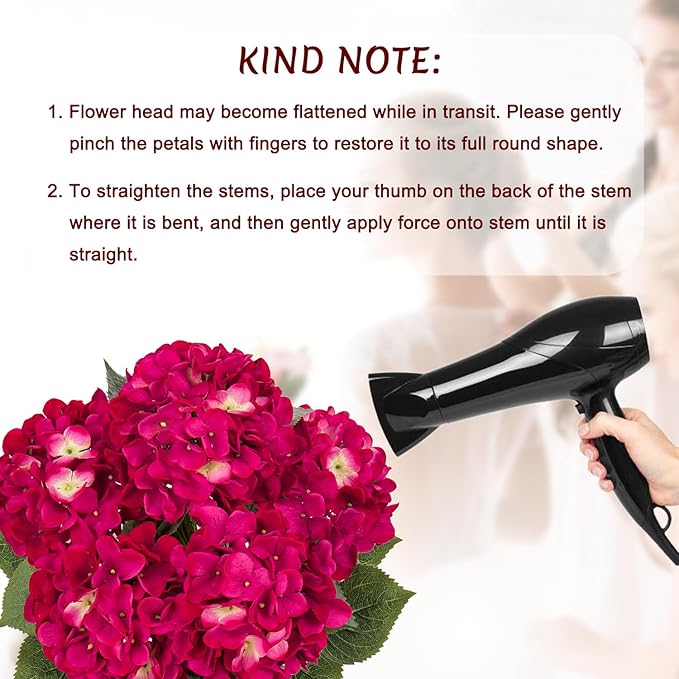 Hollyone Rose Red Hydrangea Artificial Flowers Large Artificial Hydrangeas Silk Flowers for Home Decor Indoor Wedding Flowers Bouquets Faux Flowers Kitchen Centerpiece Table Decorations