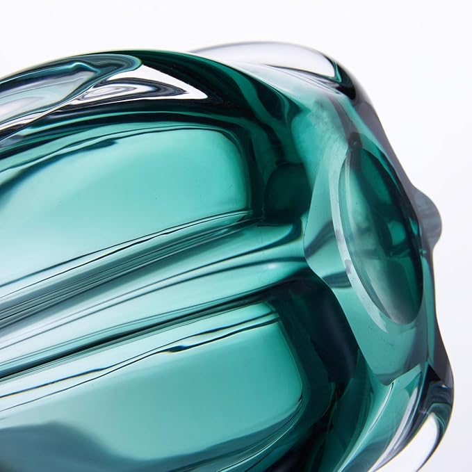 Luxury Lane Hand Blown Laine Sommerso Art Glass Vase for Home Decor 10 inch Tall Centerpiece Table Decoration