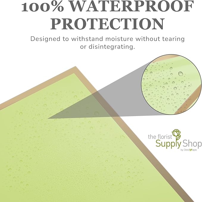 the florist Supply 20 Sheets Premium Flower Wrapping Paper | Waterproof Flower Wrapping Paper for Bouquets | Double Sided Floral Bouquet Sheets | DIY Gifts Borderline Green/Gold