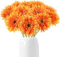 12pcs Artificial Gerbera Daisies 17.7’’ Orange Fake Daisy Flowers Faux Silk Flowers with Stems for Wedding Home Kitchen Party Garden Indoor Decoration(Orange)
