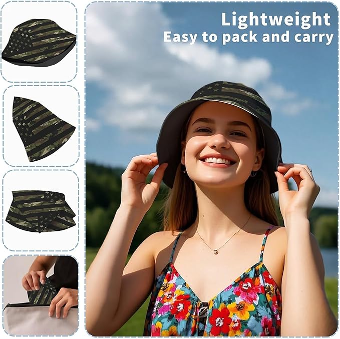 Bucket Hat for Women Men Unisex Sun Cap Packable Outdoor Fisherman Hat Headwear,Reversible Double-Side-Wear
